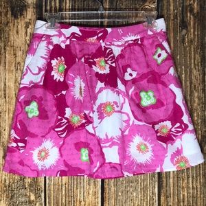 Lilly Pulitzer pink floral textured mini skirt